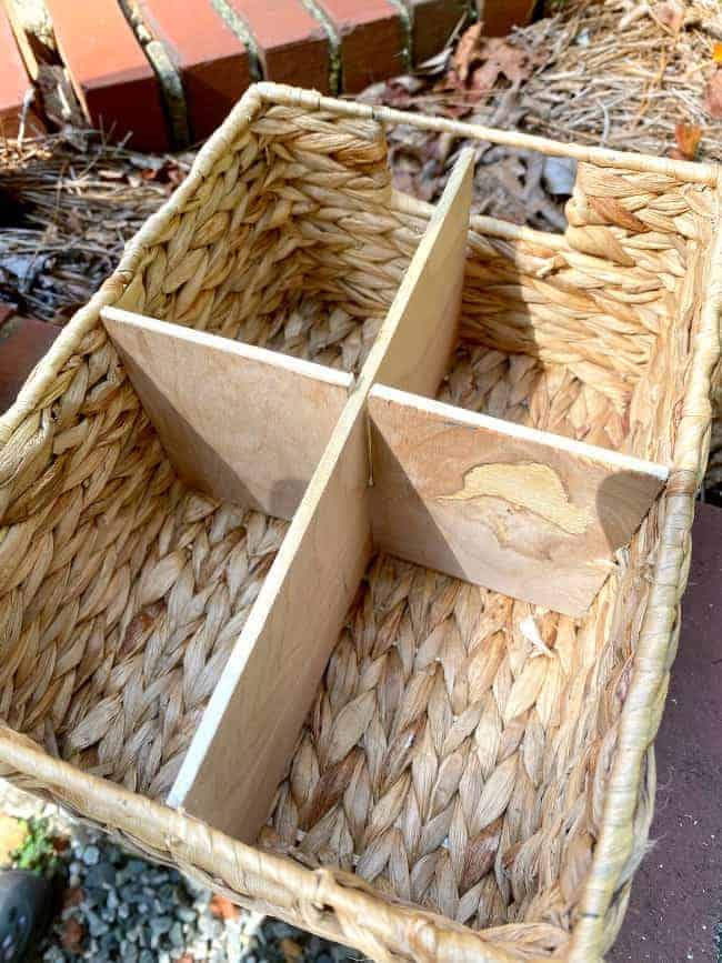 woven basket with DIY basket dividers in it