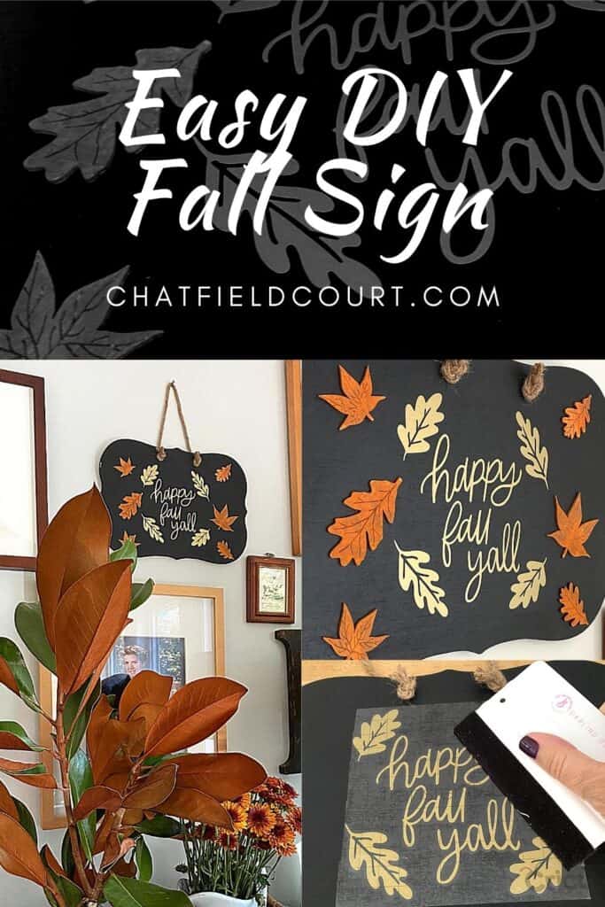 Quick and Easy Fall Chalkboard Sign pinterest img collage of an easy DIY fall sign and large graphic