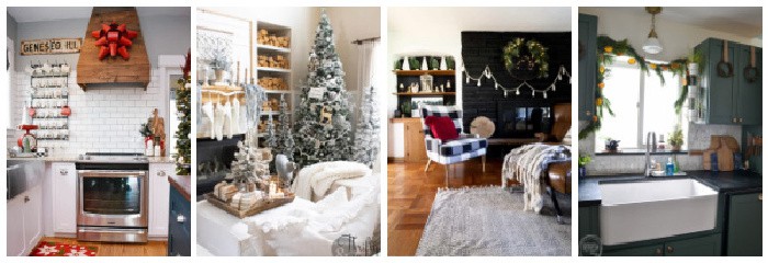 A living room decorated for Christmas