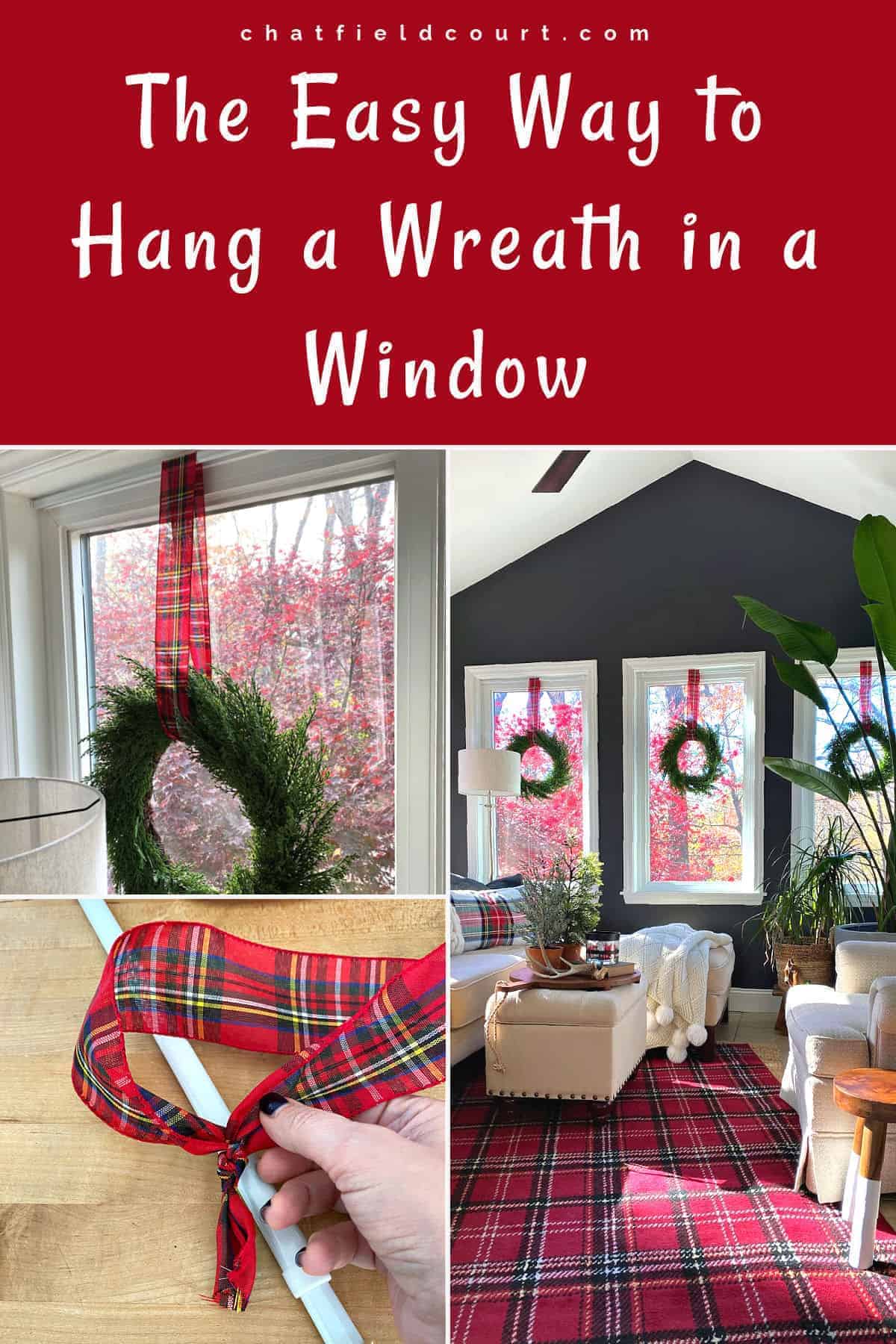 Hanging Wreaths on Inside Windows