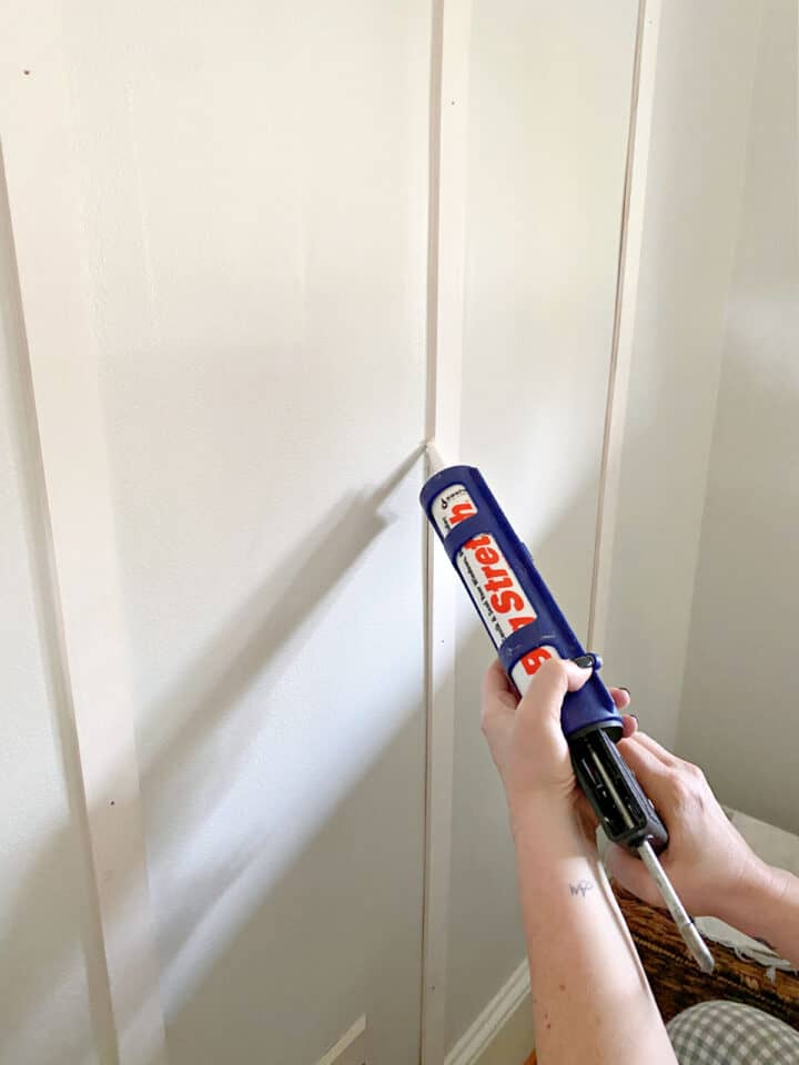 Easy Board and Batten Accent Wall img caullking wood strips on wall