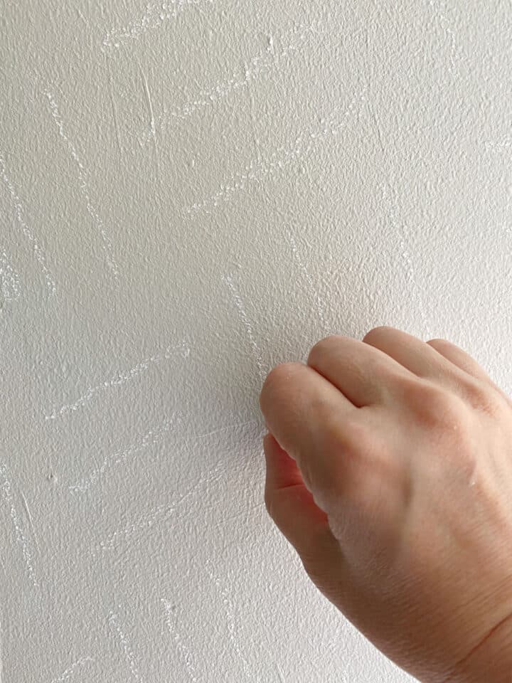 DIY Hand-Painted Accent Wall picture using chalk to create a DIY wall treatment