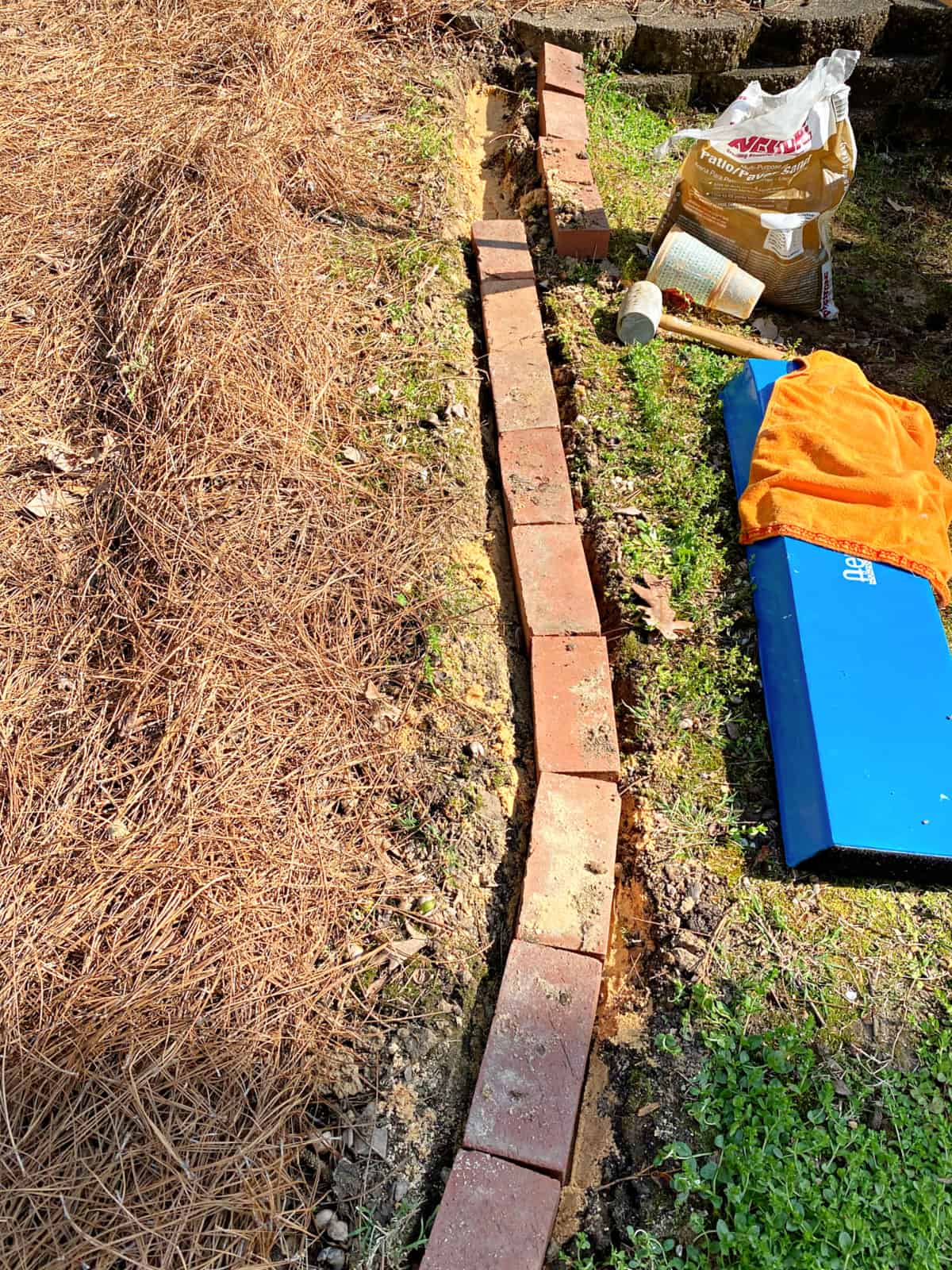 laying brick garden edging