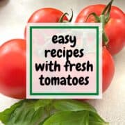 bunch of fresh tomatoes and large graphic
