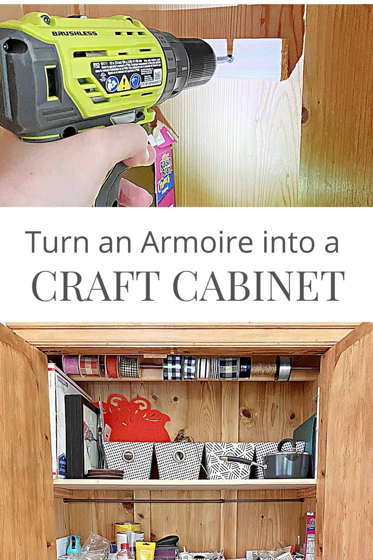 inside of DIY craft cabinet