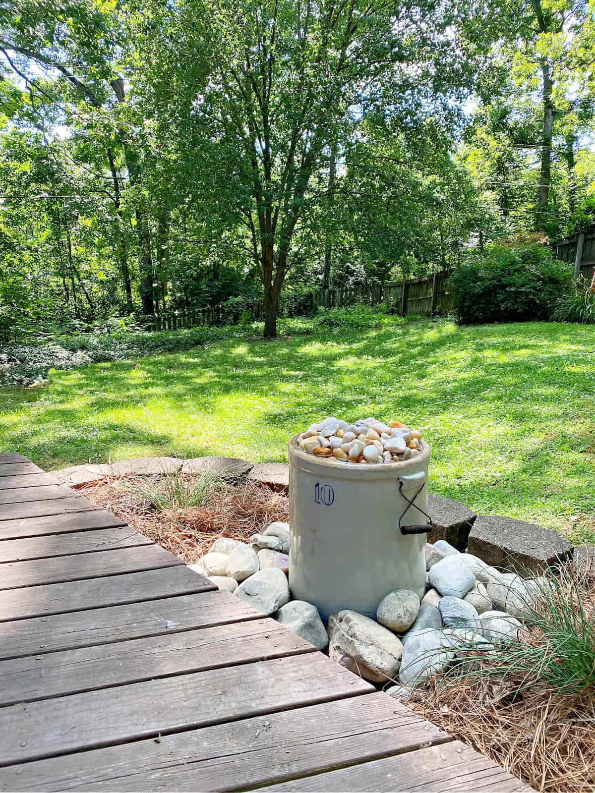 DIY water fountain in backyard