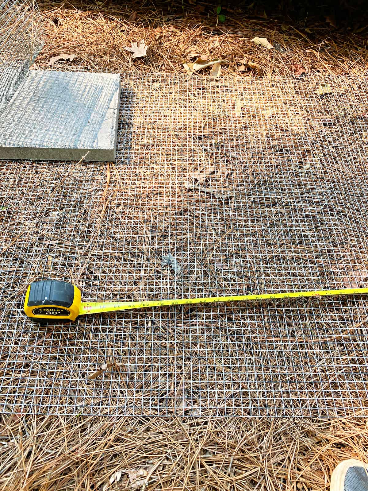 tape measure and chicken wire