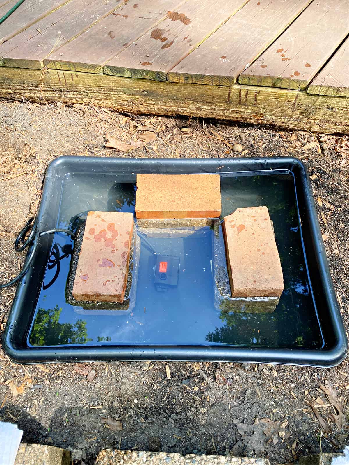 fountain liner filled with water