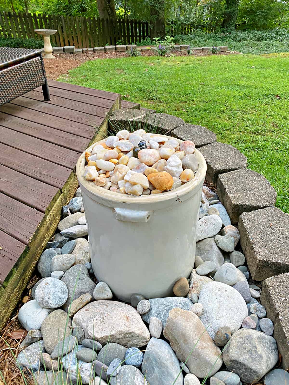 DIY water fountain in garden