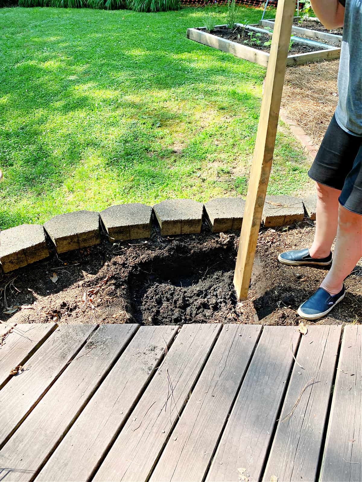 tamping dirt with board