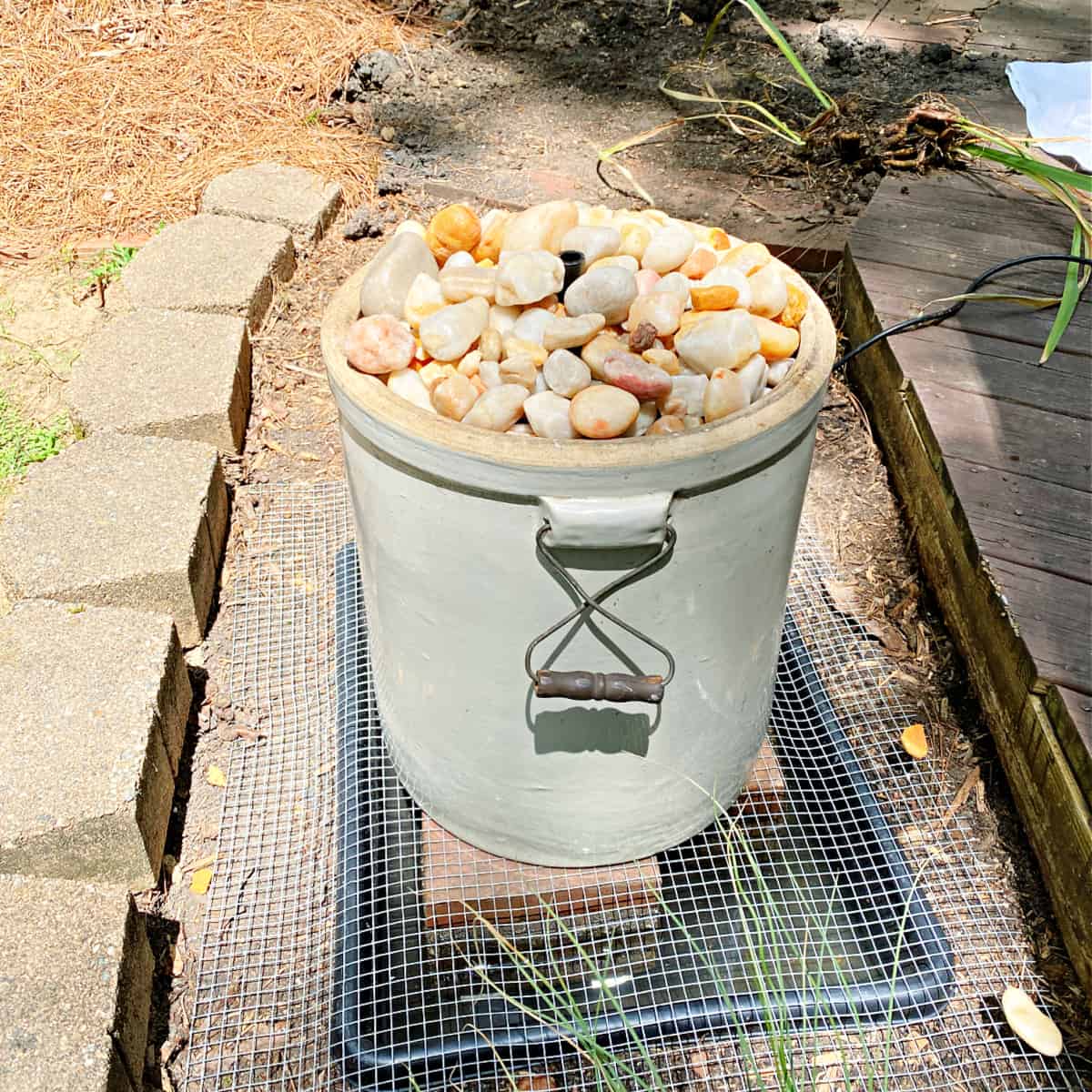 DIY Water Feature Using a Crock