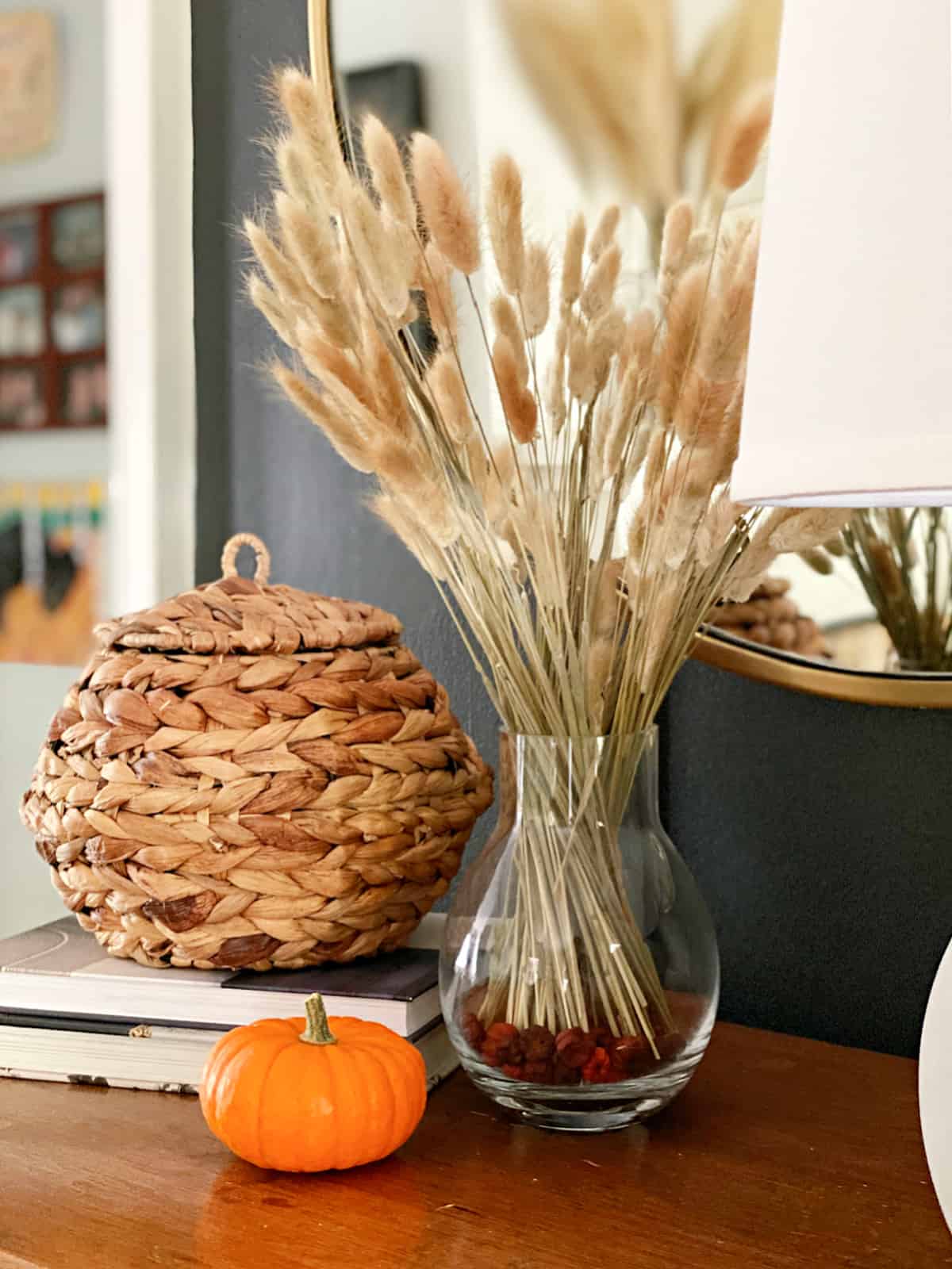 fall decor on dresser