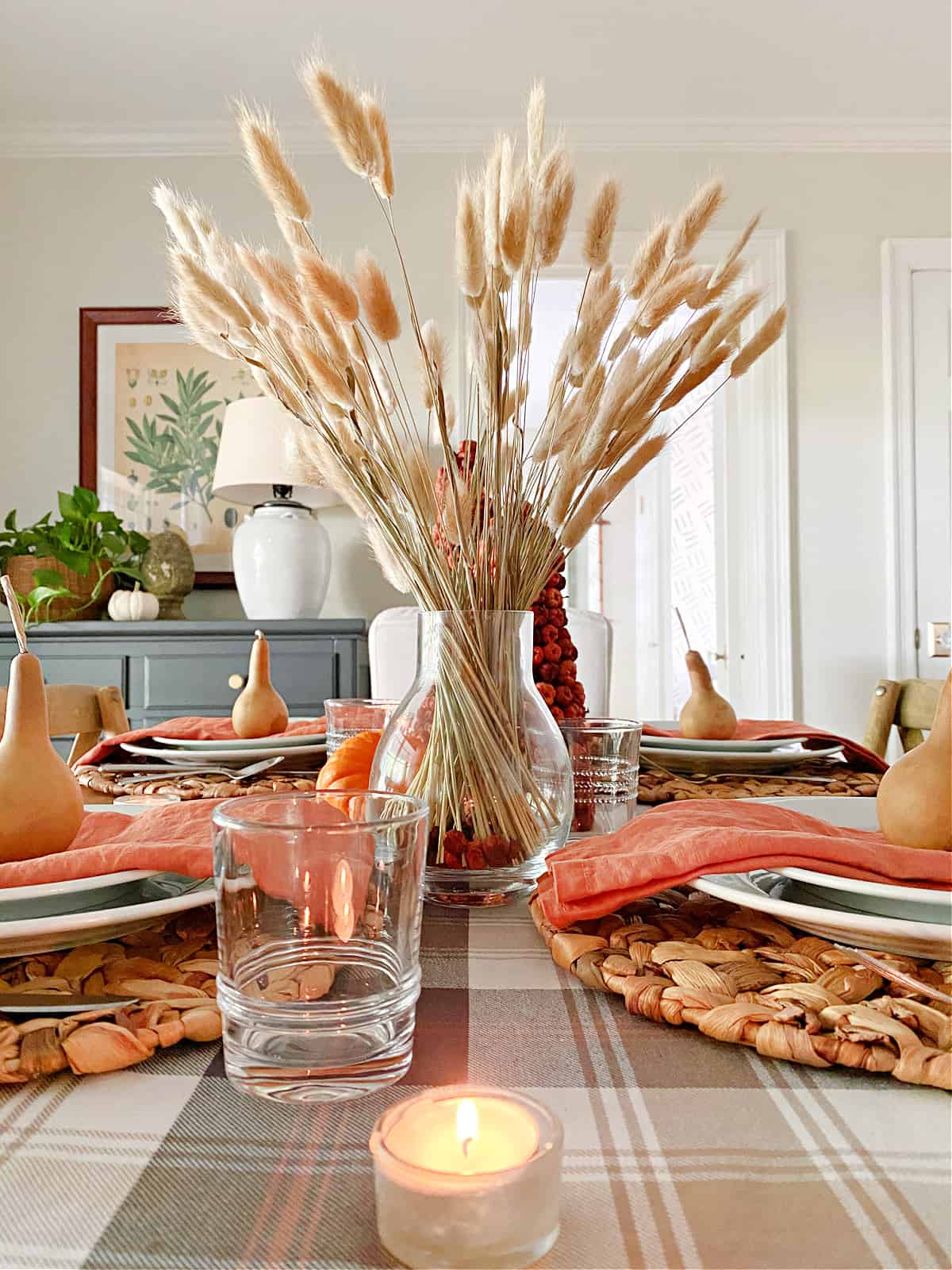 fall table setting and centerpiece