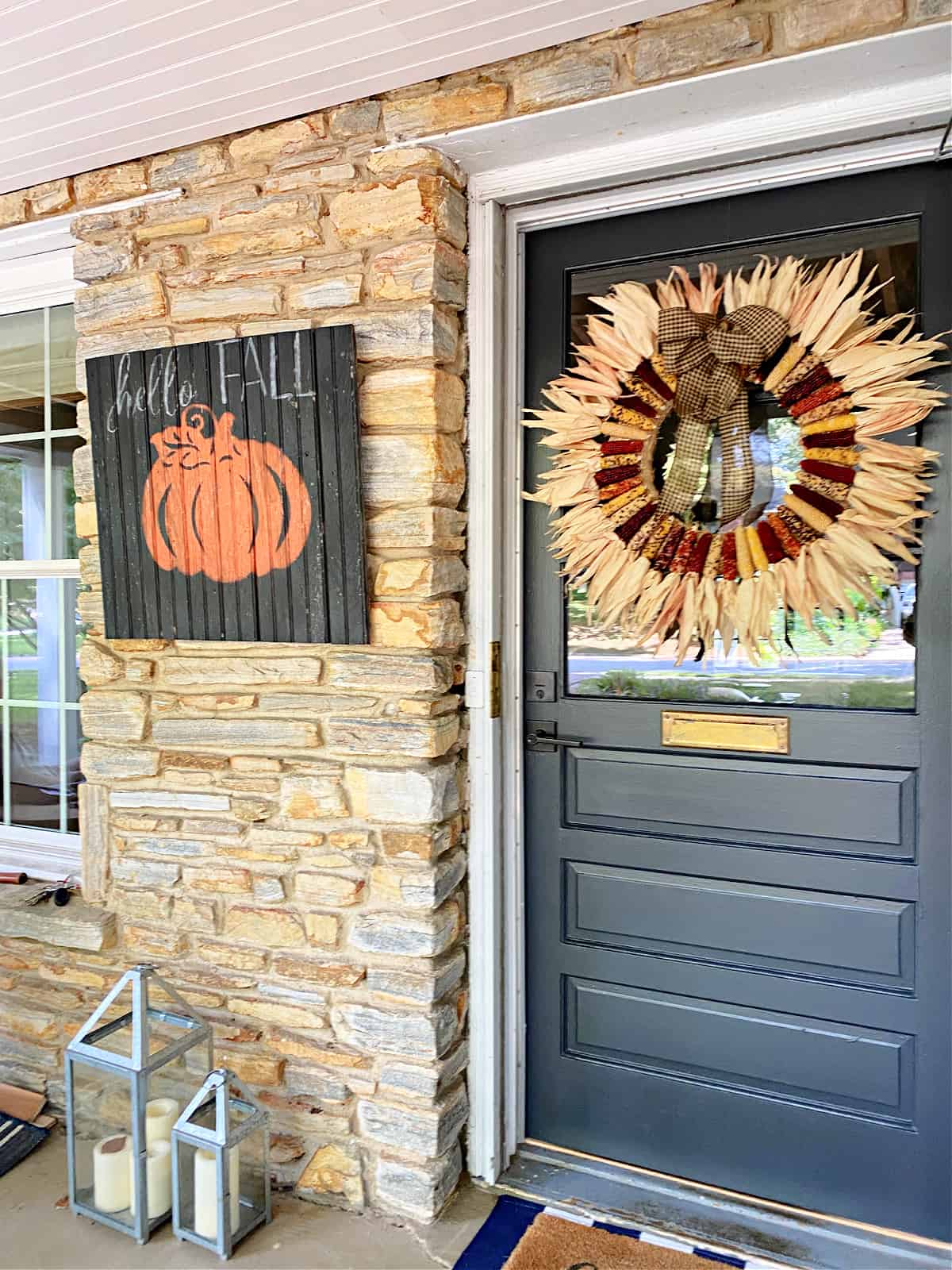 fall wreath on front door