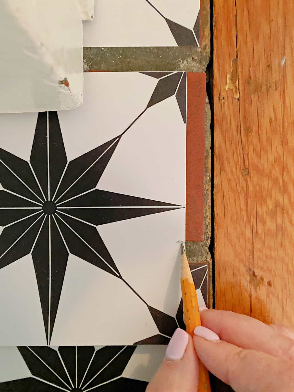 Fireplace Update with Peel & Stick Tiles image marking vinyl tile sticker
