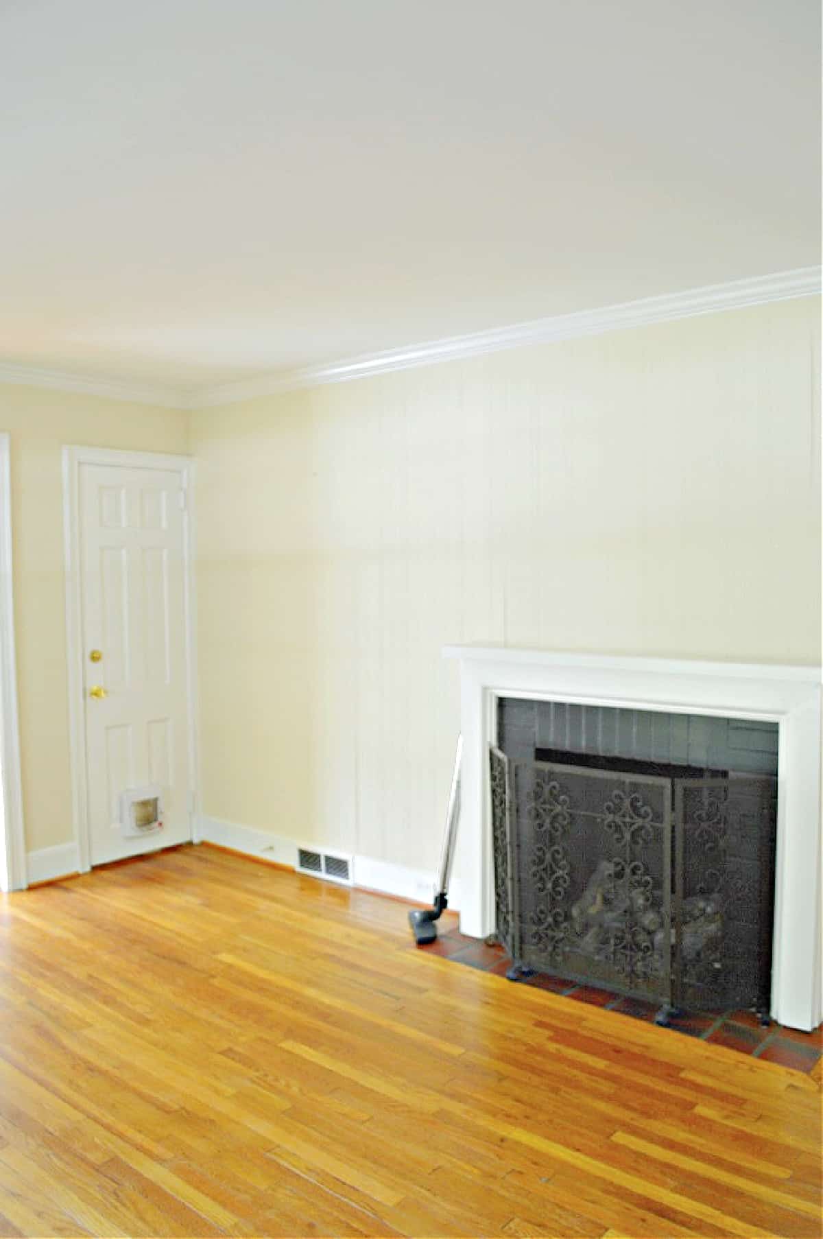 Fireplace Update with Peel & Stick Tiles pic fireplace in empty living room