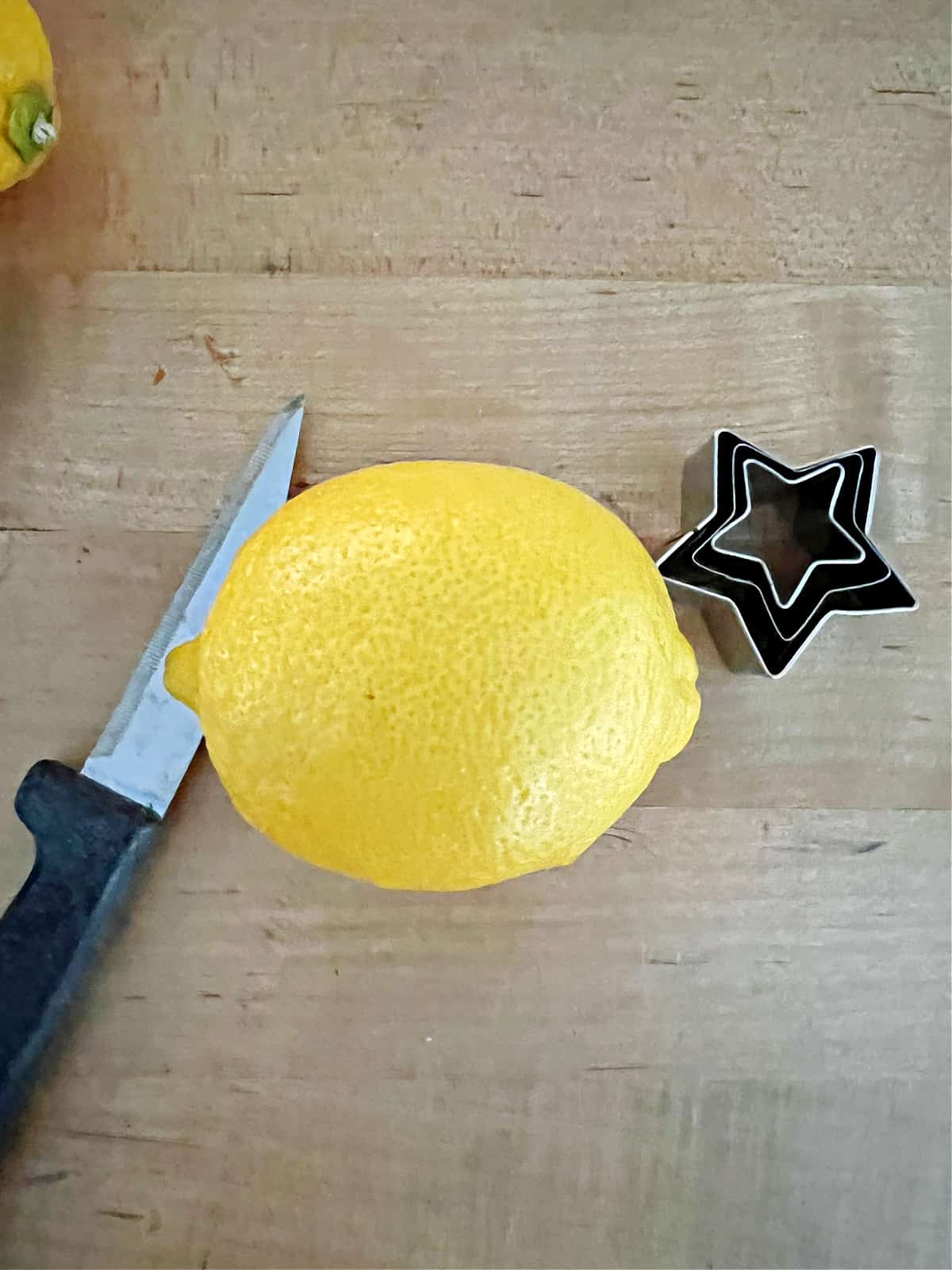 How to Make a Concrete Christmas Tree lemon photograph knife, lemon and star cookie cutters