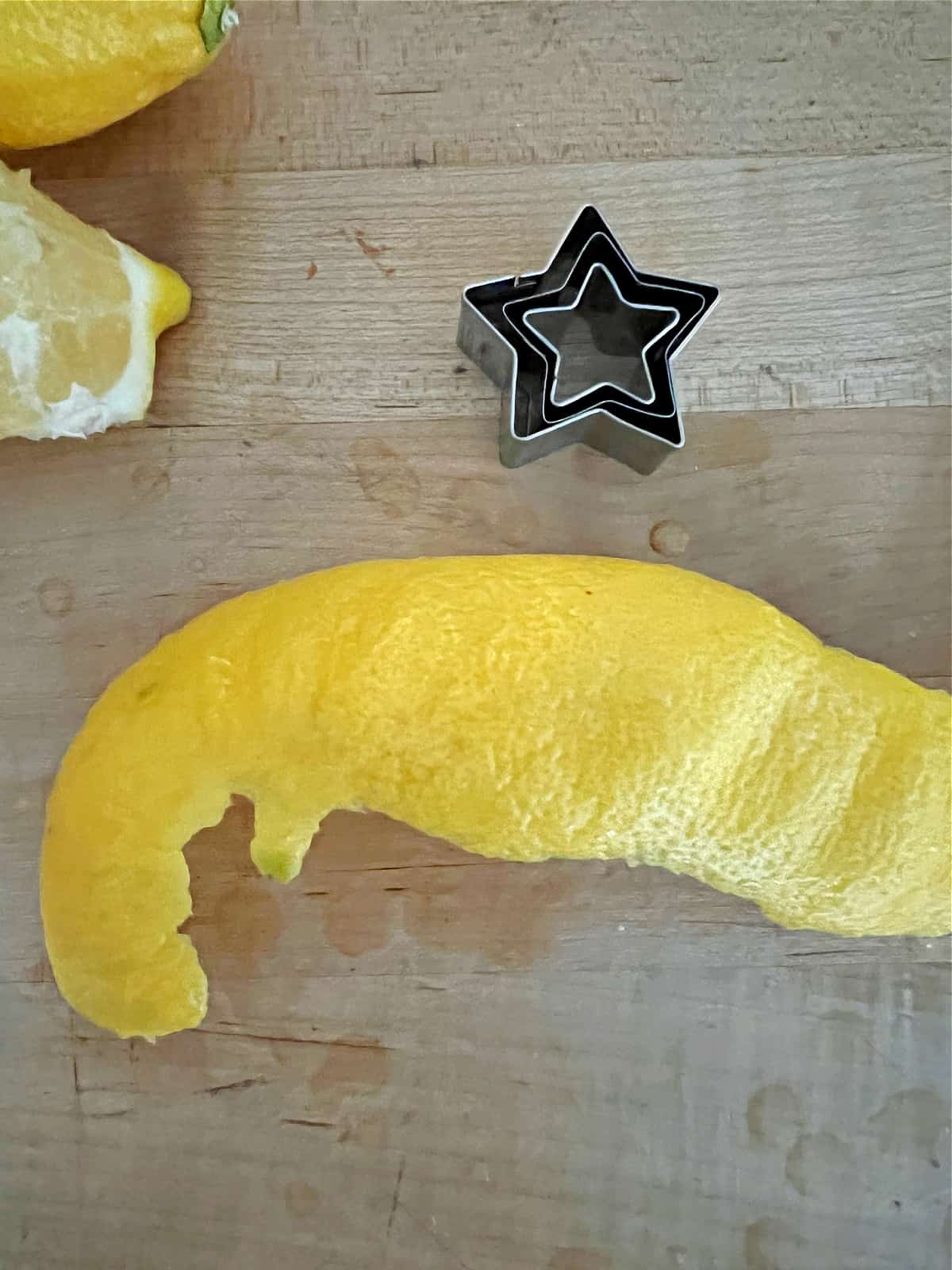 How to Make a Concrete Christmas Tree peel img lemon peel and star cookie cutters