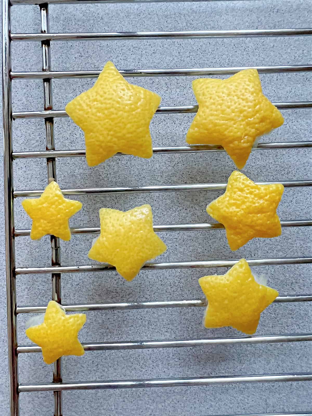 How to Make a Concrete Christmas Tree drying stars snap lemon peel stars on drying rack