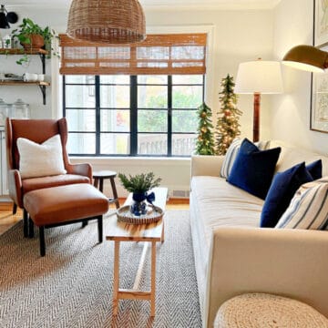small living room with sofa, chair and coffee table