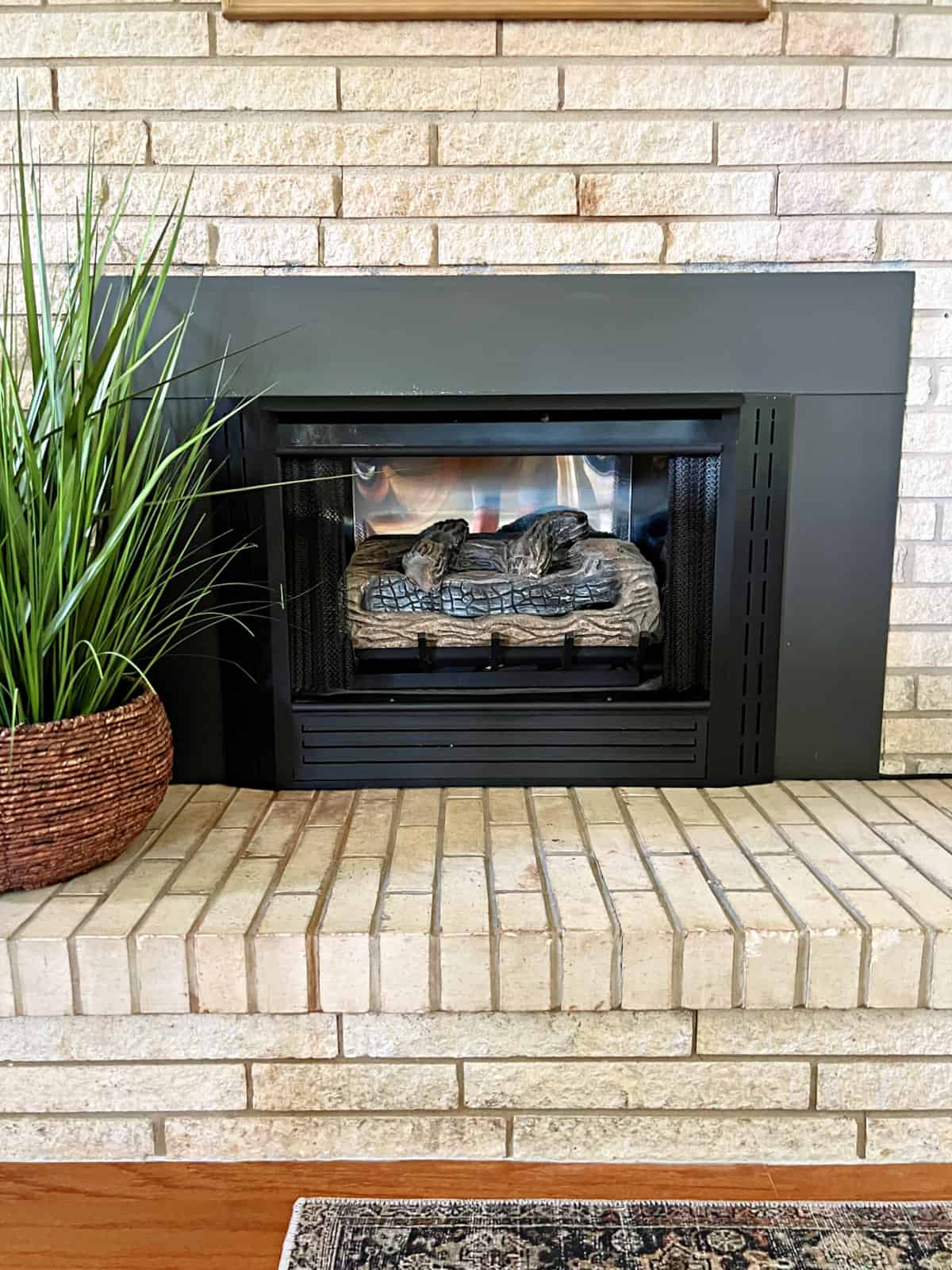 black fireplace surround