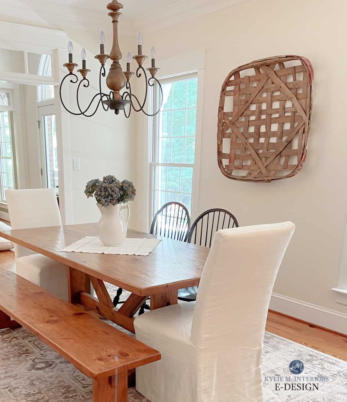 dining room painted in Benjamin Moore Navajo White