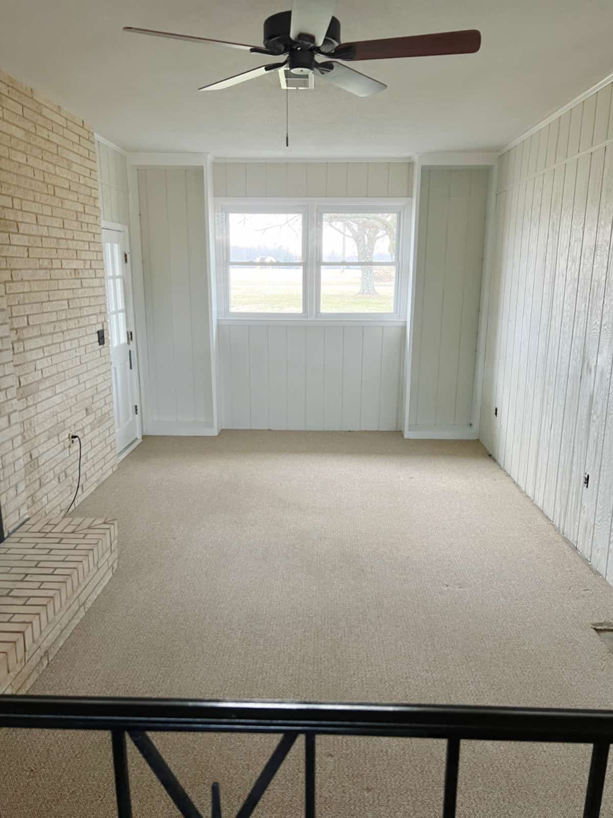 empty long, narrow living room