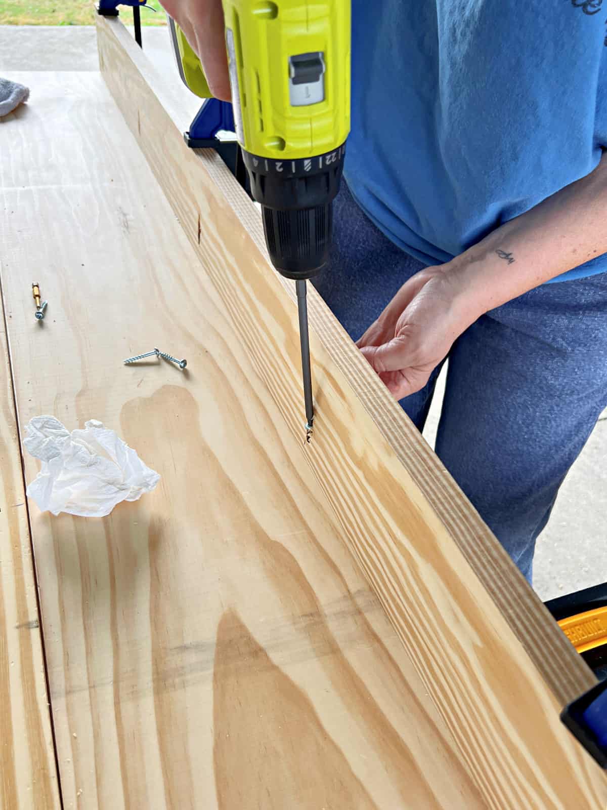 using drill to screw into DIY wood mantel