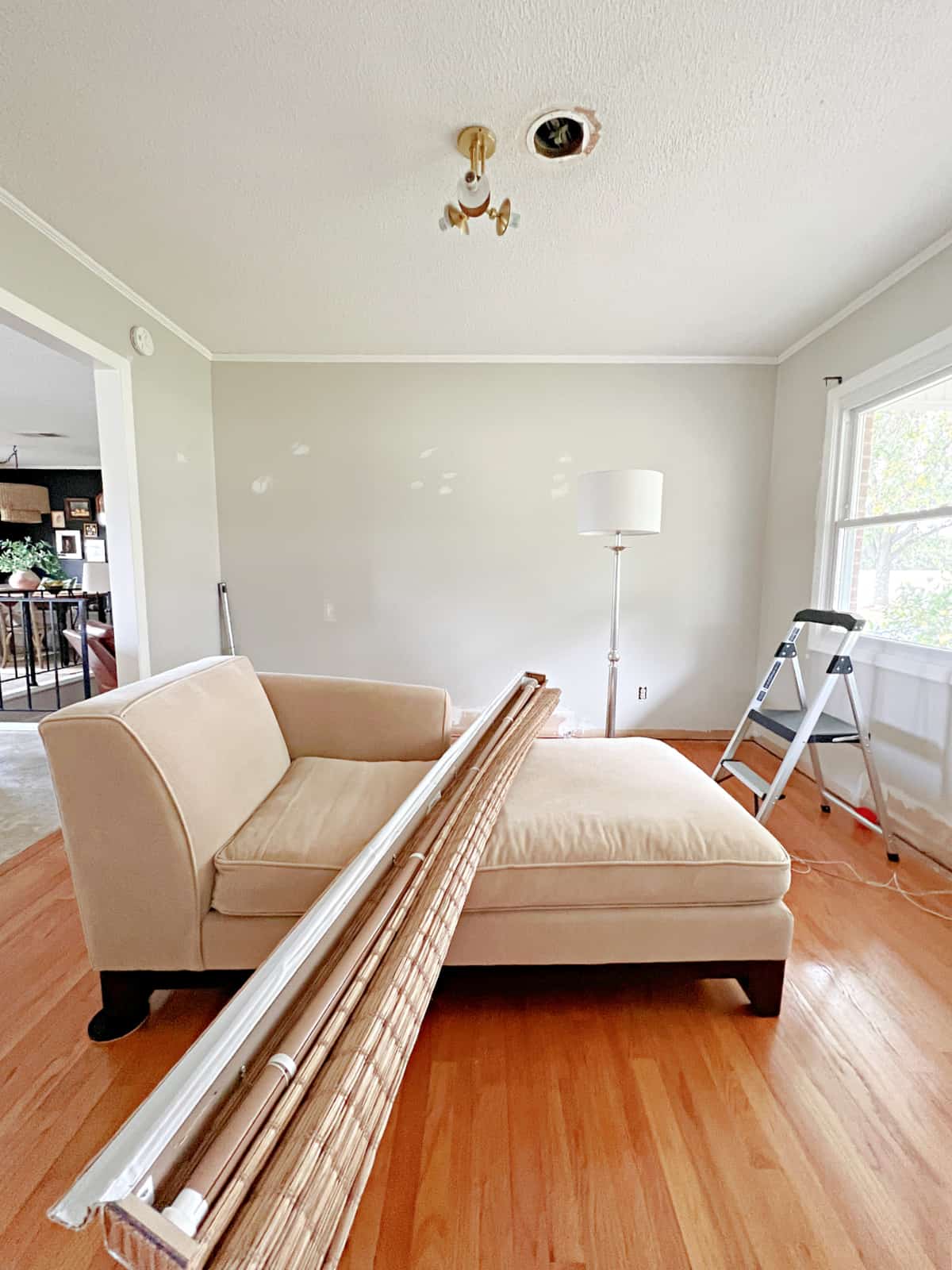 living room in the middle of a reno