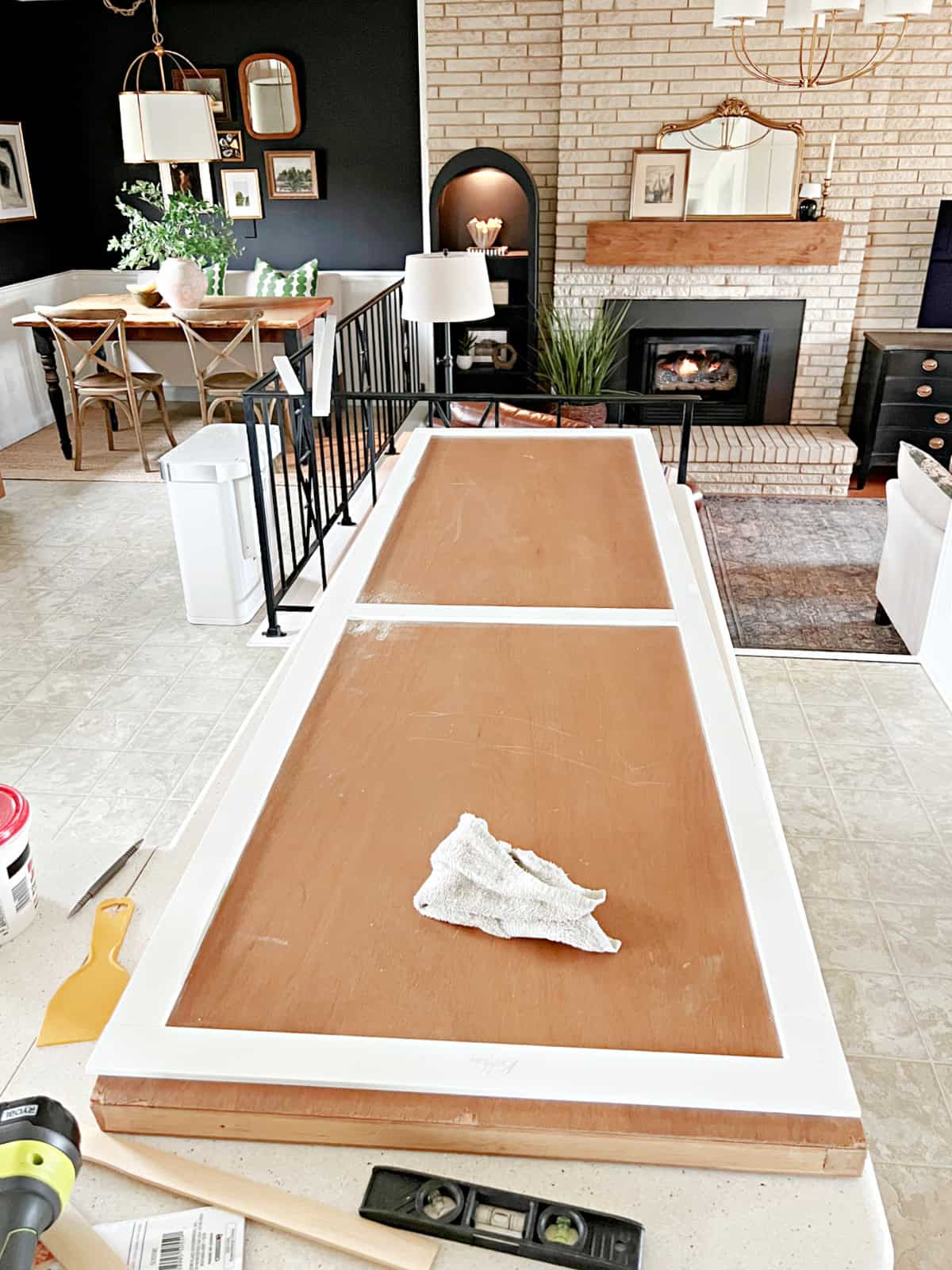 adding trim to a flat wood sliding closet door.