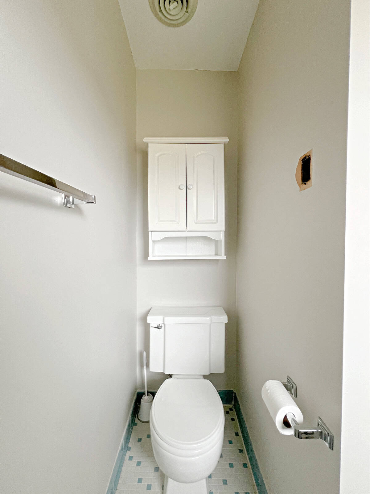 toilet area of small master bathroom