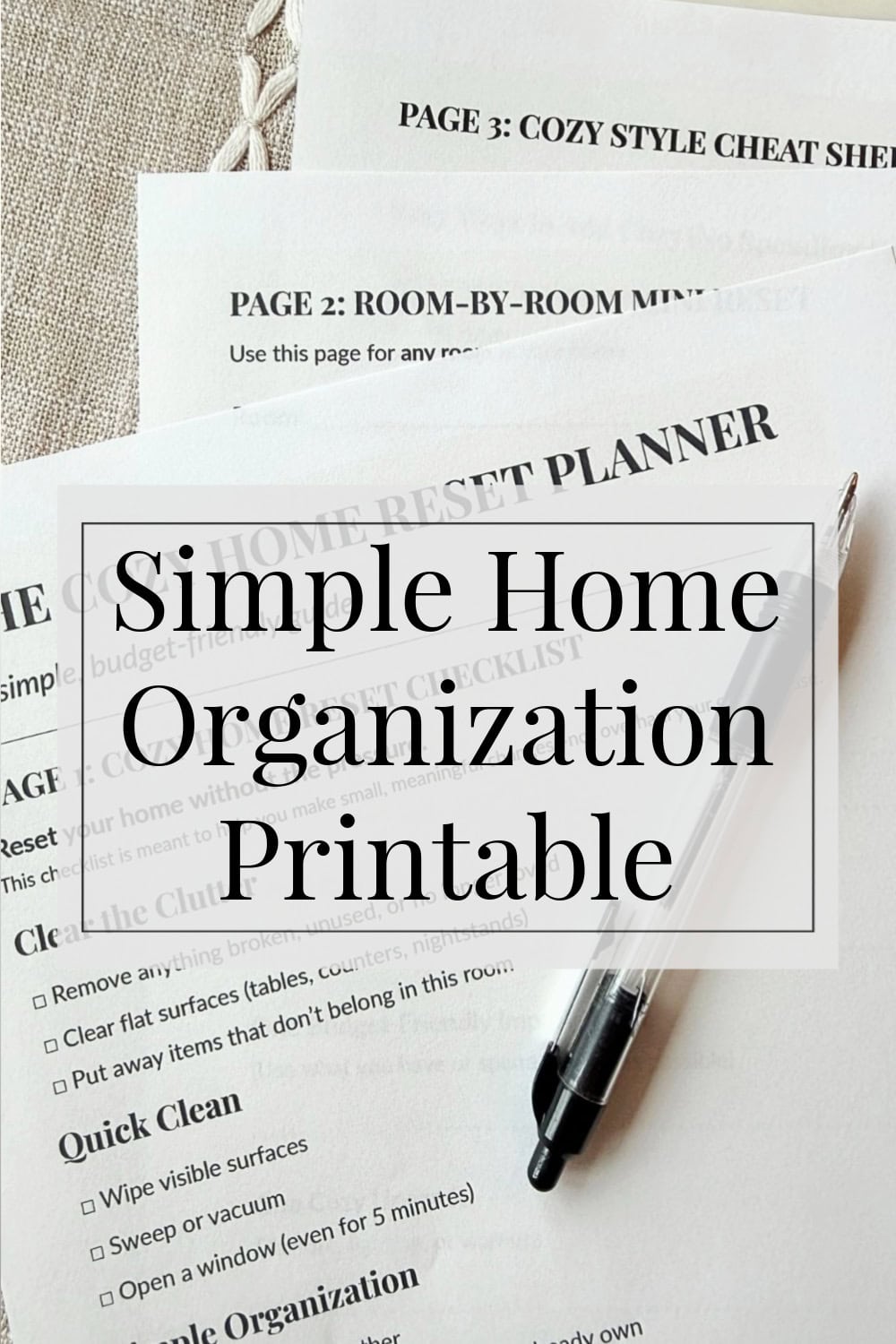 simple home organization printable for planning home projects
